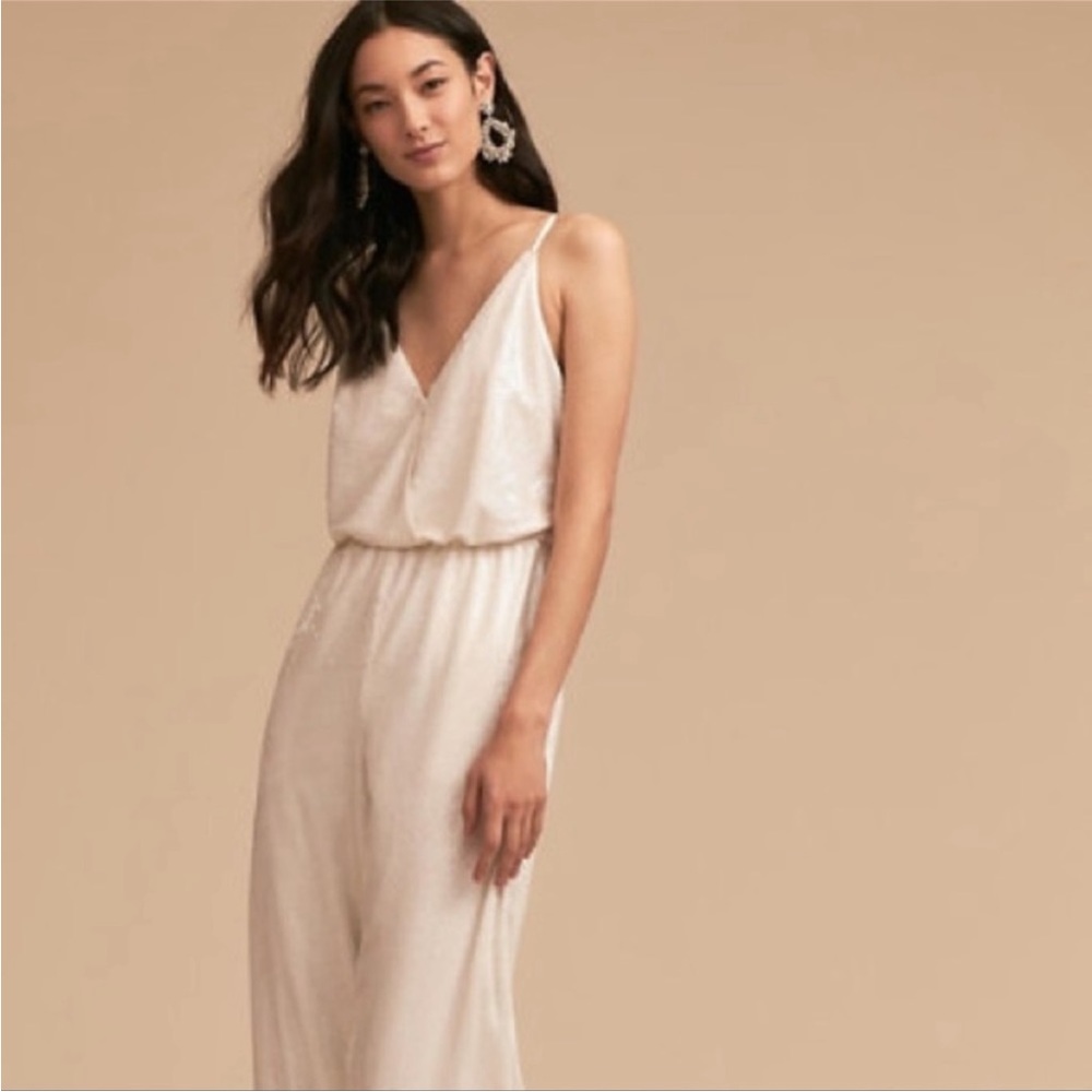 BHLDN Aidan Mattox La Lune  Sequin Jumpsuit SZ 4